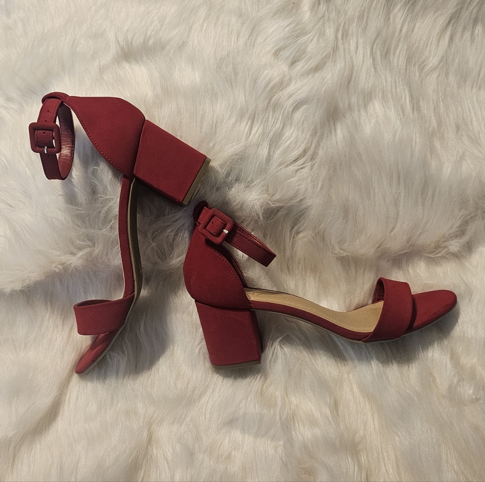 YNot Elegant Red Block Heel Sandals